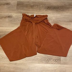 Rust high waist wide leg dress pants